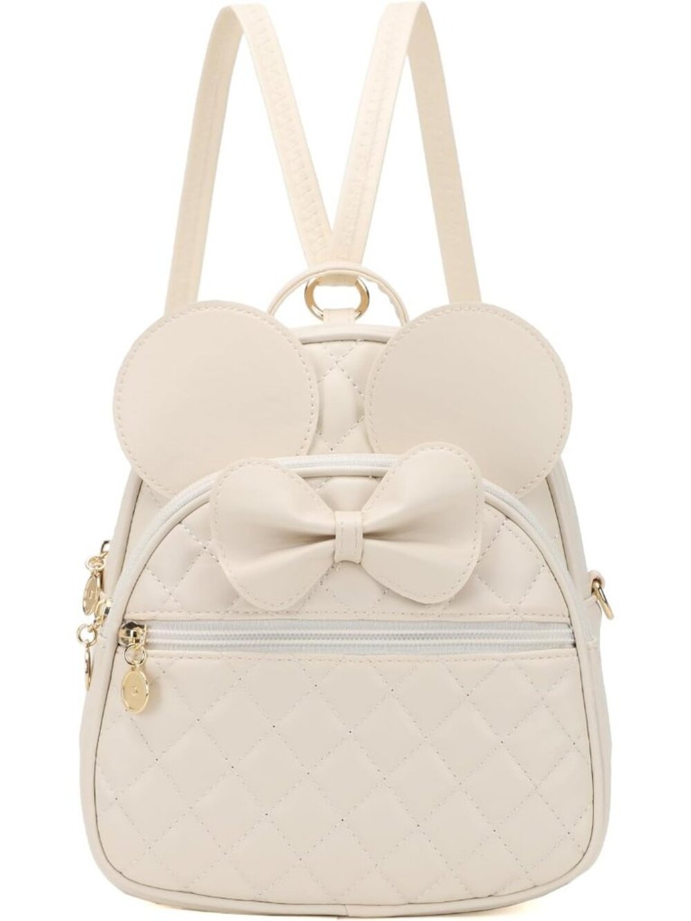 Women Girls Dx Beige Mini Backpack Cute Bowknot Convertible Shoulder Bag
